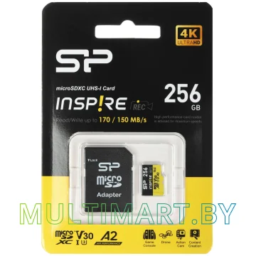 Карта памяти Silicon-Power Inspire microSDXC 256GB с адаптером (SP256GBSTXLA2V1NSP)